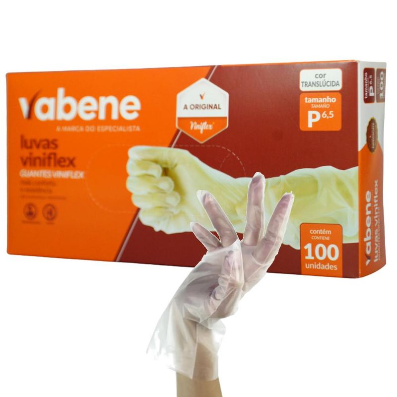 Luvas de Segurança Viniflex Translúcida Tamanho P 6.5" Vabene (100 unidades)