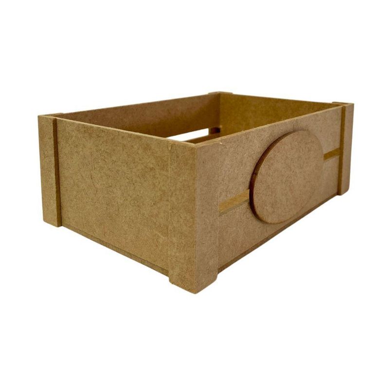Cesta de MDF Caixotinho com Rótulo M Ref.: 13008 15x10,5x6,5cm Contraste (1 Unidade)
