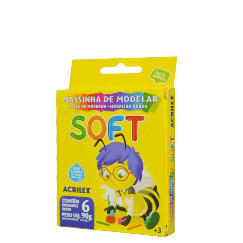 Massinha de Modelar Soft C/ 6 Cores 90gr Ref. 07316 Acrilex (06 unidades)