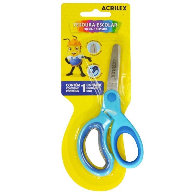 Tesoura Escolar 13cm Ref. 22515 Azul Acrilex (01 unidade)