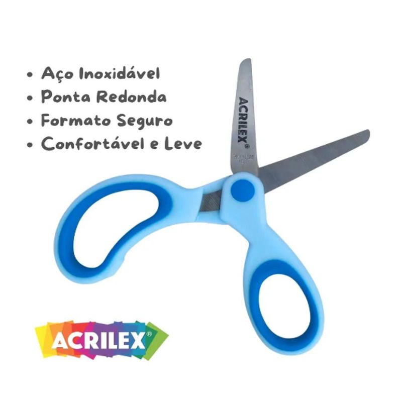 Tesoura Escolar 13cm Ref. 22515 Azul Acrilex (01 unidade)