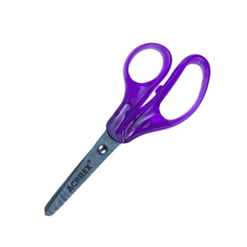 Tesoura Escolar Cabo Transparente Roxo 13cm Acrilex (01 unidade)