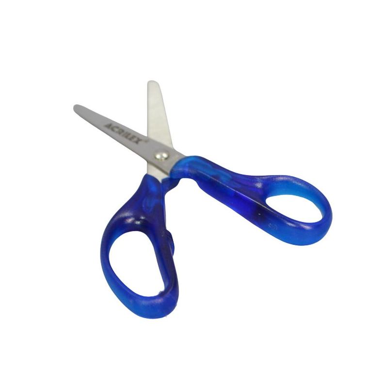 Tesoura Escolar Cabo Transparente Azul 13cm Acrilex (01 unidade)