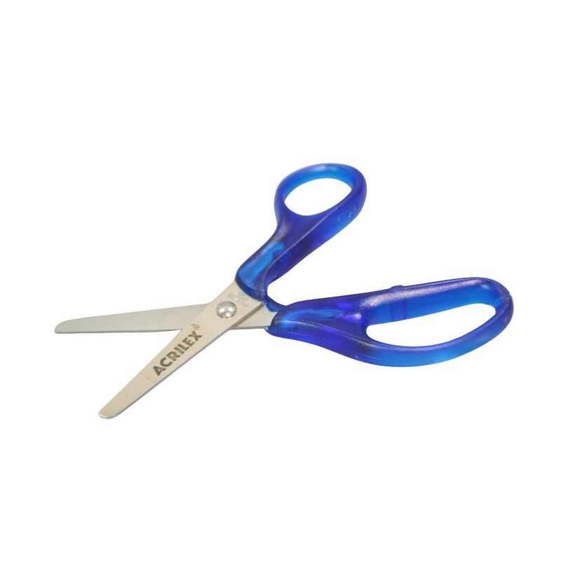 Tesoura Escolar Cabo Transparente Azul 13cm Acrilex (01 unidade)