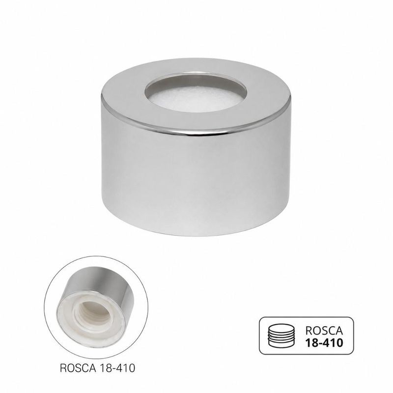 Tampa de Plástico Metalizado Luxo P/ Difusor C/ Furo Rosca 18/410 Prata Irmãos Haluli (01 unidade)