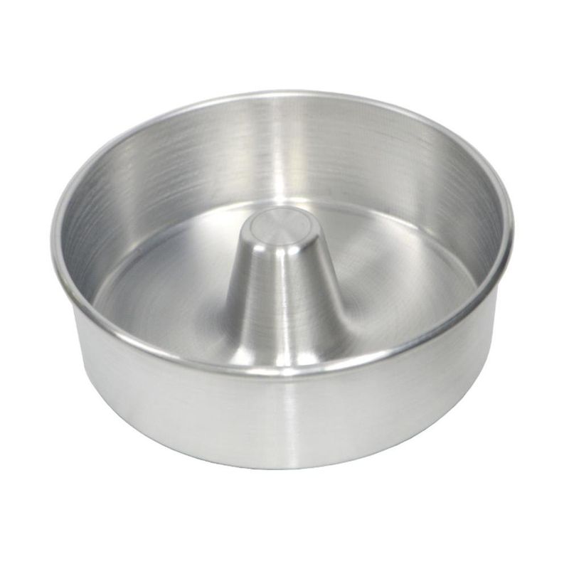 Forma de Alumínio Reta C/ Tubo para Bolo e Pudim 25x8cm Alumínio Circular (01 unidade)