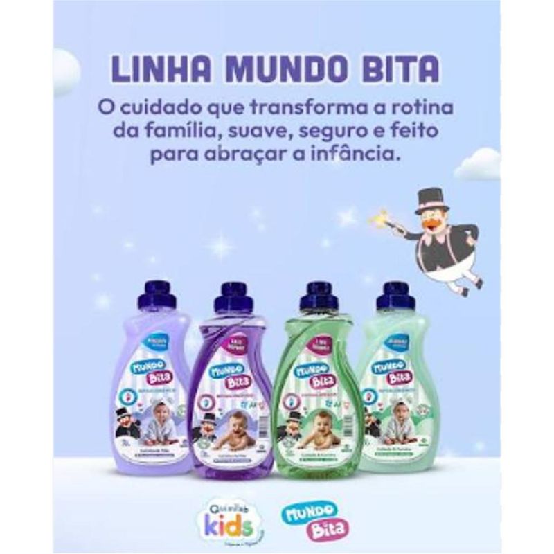 Amaciante de Roupas Mundo Bita Hipoalergênico Cuidado e Carinho Quimilab (01 litro)