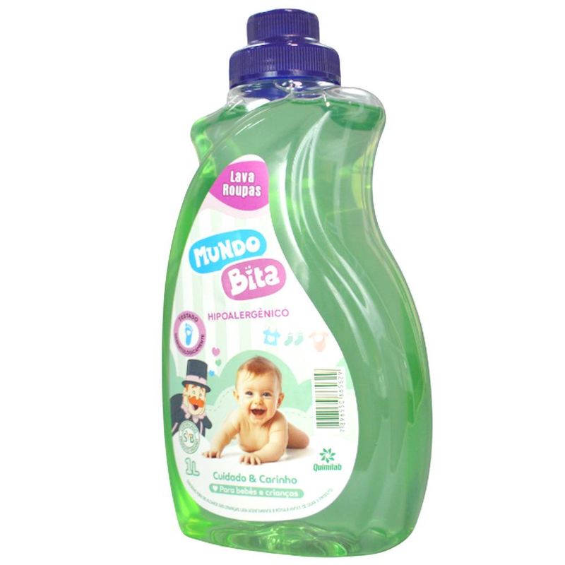 Lava Roupas Mundo Bita Hipoalergênico Cuidado e Carinho Quimilab (01 litro)