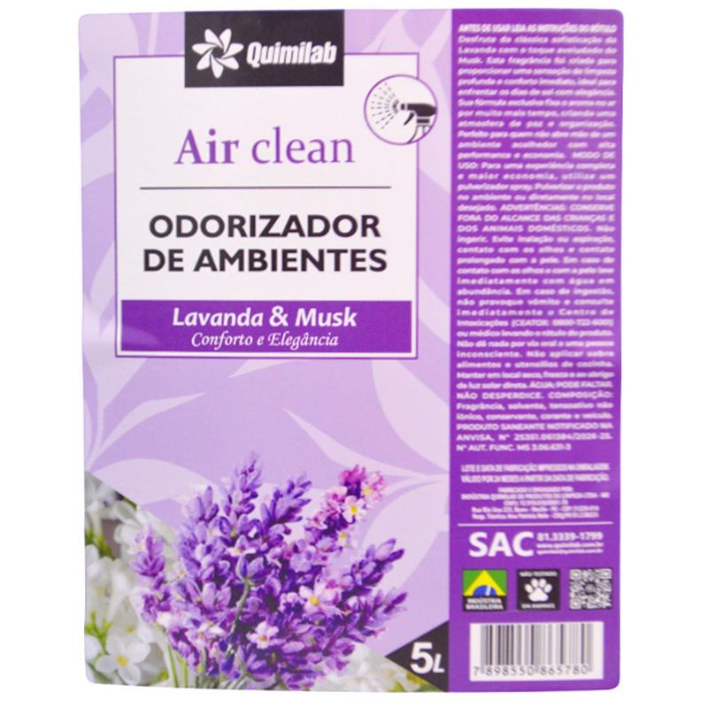 Odorizador de Ambiente Lavanda e Musk Air Clean Quimilab (5 Litros)