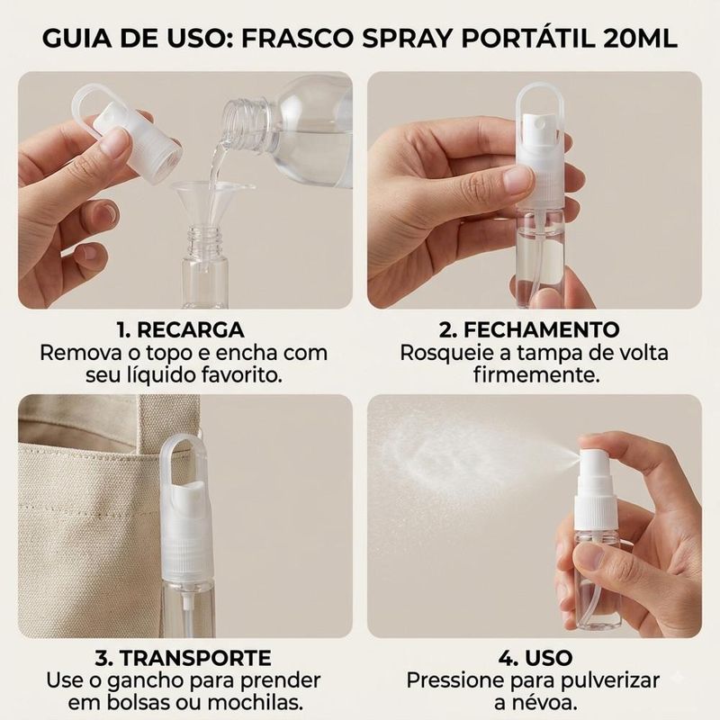 Frasco Spray Pulverizador Borrifador Recarregável P/ Porta Perfume 20ml BM36 (01 unidade)