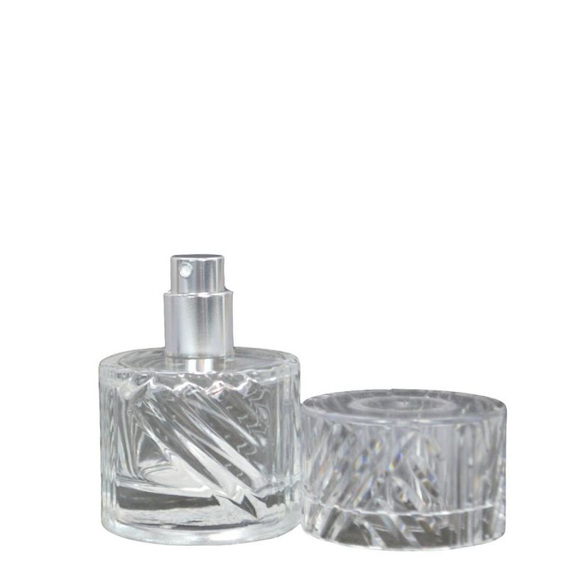Frasco de Vidro Porta Perfume FX C/ Tampa Transparente e Válvula Spray Prata 30ml Ref. W411219 BM36 (01 unidade)