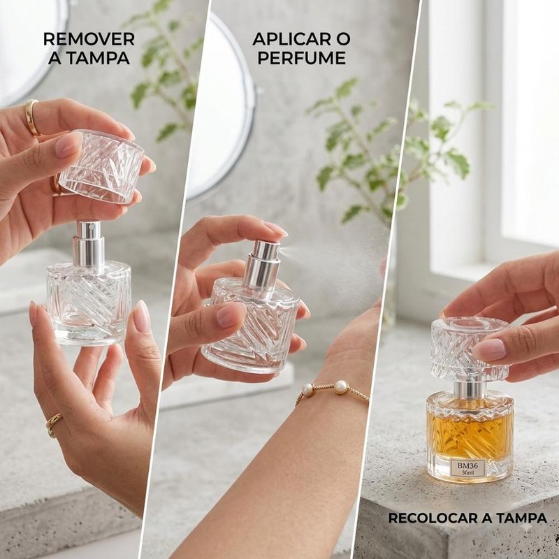 Frasco de Vidro Porta Perfume FX C/ Tampa Transparente e Válvula Spray Prata 30ml Ref. W411219 BM36 (01 unidade)