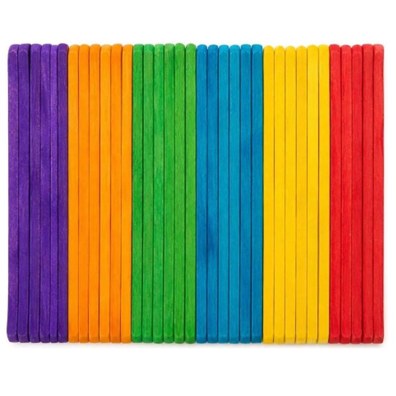 Palito de Madeira Colorido para Picolé e Artesanato 11,4x1cm Rio Tijucas (50 unidades)
