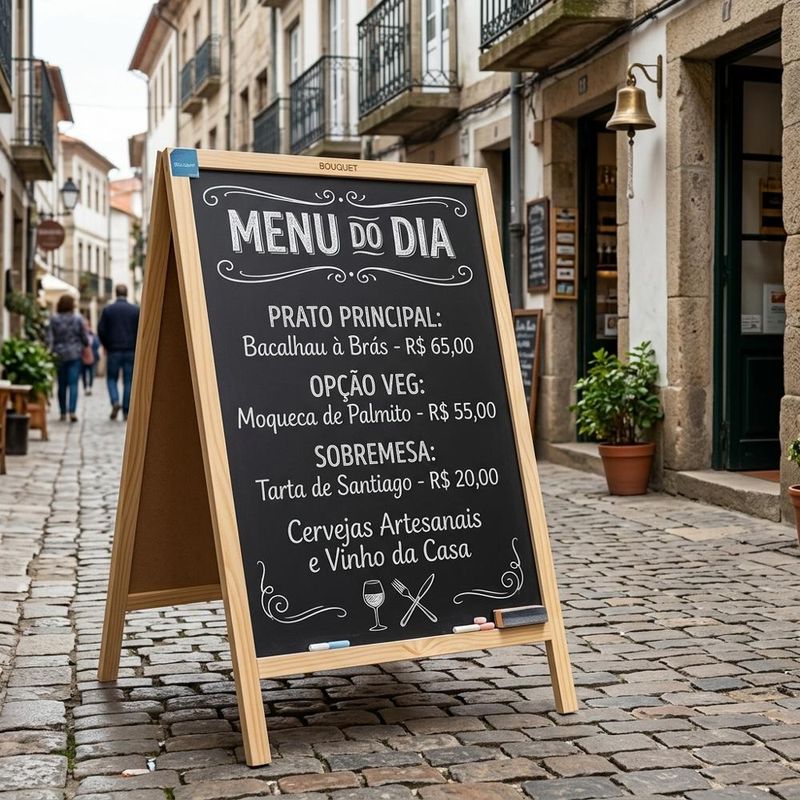Cavalete de Madeira Gourmet Lousa Preta Dupla Face 60x100cm Souzart (01 unidade)