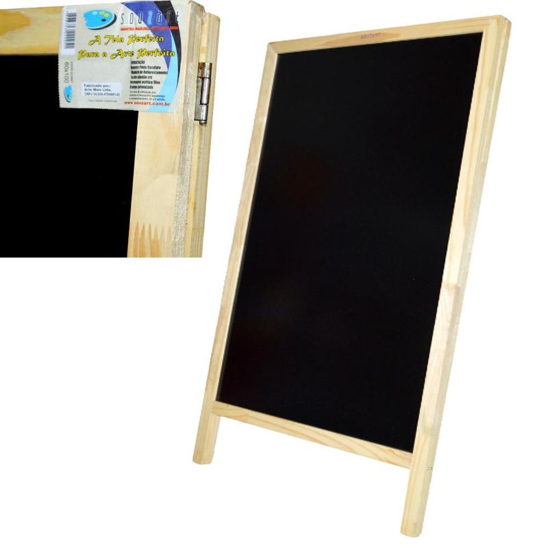 Cavalete de Madeira Gourmet Lousa Preta Dupla Face 60x100cm Souzart (01 unidade)