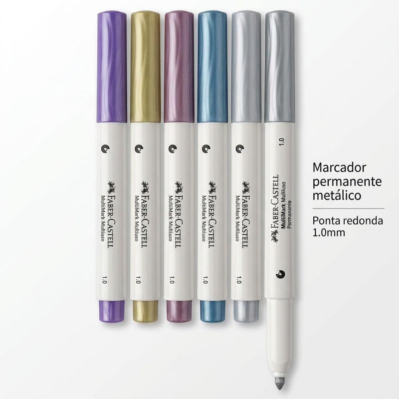 Marcador Permanente Multiuso Metálico Multimark Ponta 1.0 Faber-Castell (01 unidade)-807-ouro