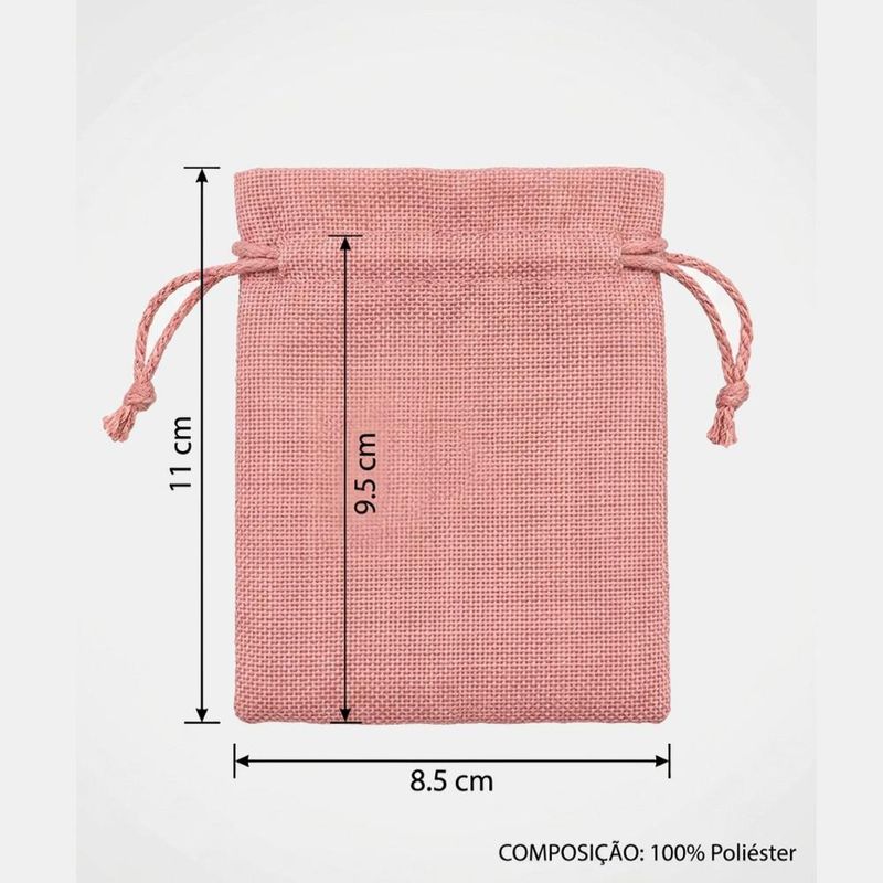 Saquinho de Poliéster 9x12cm Rosa Comercial Wei (12 unidades)