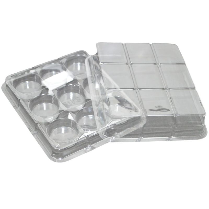 Caixa de Plástico Retangular P/ Trufas e Bombons C/ 9 Cavidades Cristal Ref. 14265 BWB (01 unidade)