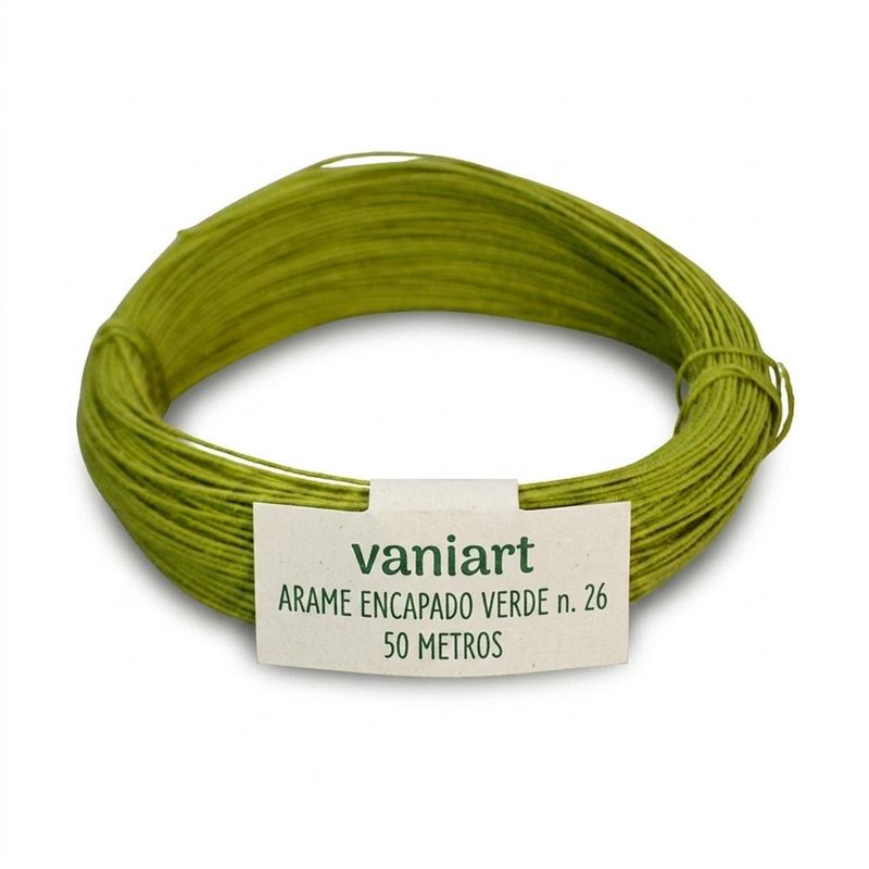 Rolinho de Arame Encapado Espessura N. 26 Verde Ref. 2646 Vaniart (50 metros)