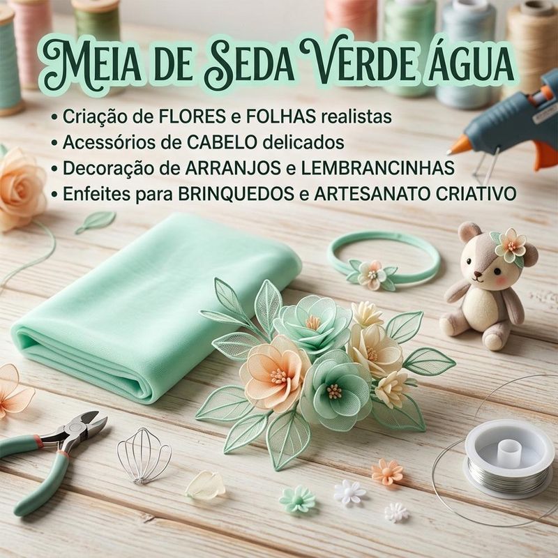 Meia de Seda P/ Artesanato Verde Água 53.5x7cm Ref. M5823 Vaniart (01 unidade)