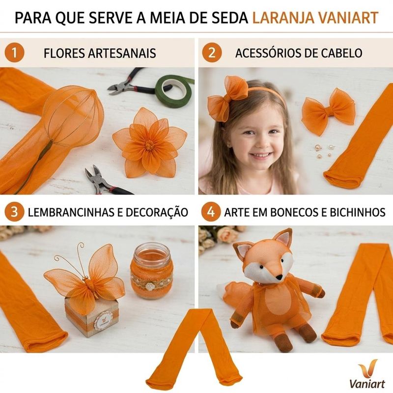 Meia de Seda P/ Artesanato Laranja 53.5x7cm Ref. M5807 Vaniart (01 unidade)