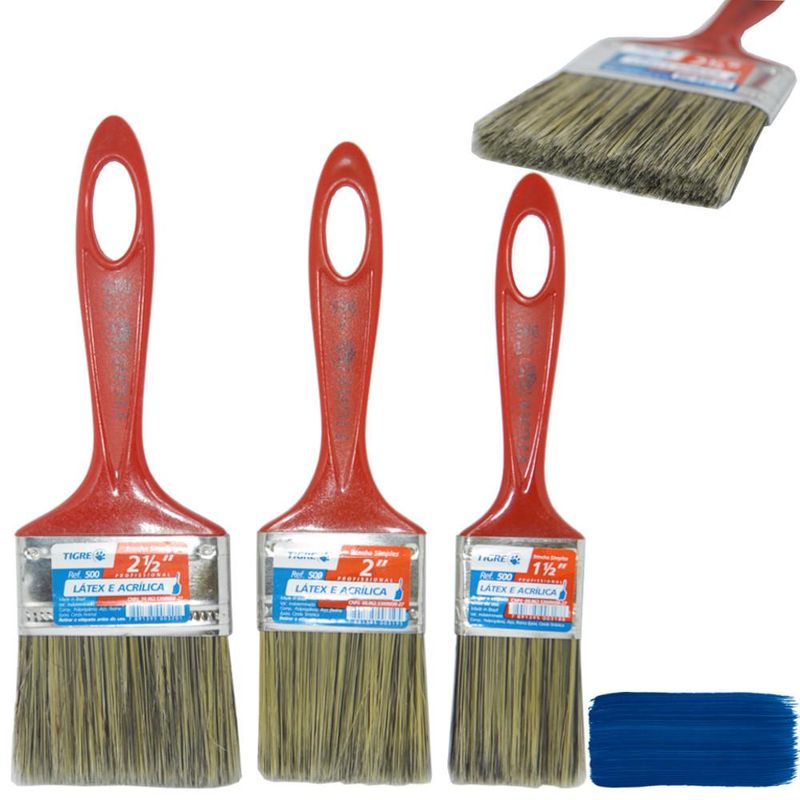 Trincha Simples Cerda Natural Gris Ref. 500 Tigre (01 unidade)-1-1/2"-(3,81cm)