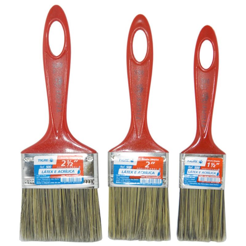 Trincha Simples Cerda Natural Gris Ref. 500 Tigre (01 unidade)-1-1/2"-(3,81cm)