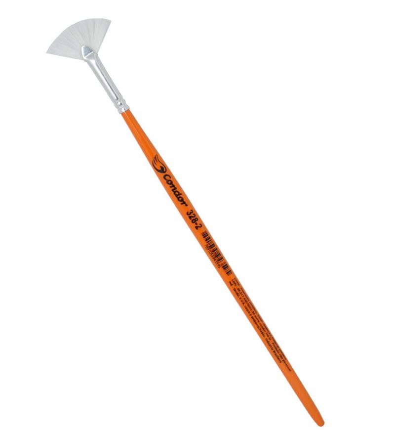 Pincel Artístico Leque Ponta Filamento Sintético Especial Branco Ref. 328 Condor (01 unidade)-Nº-02