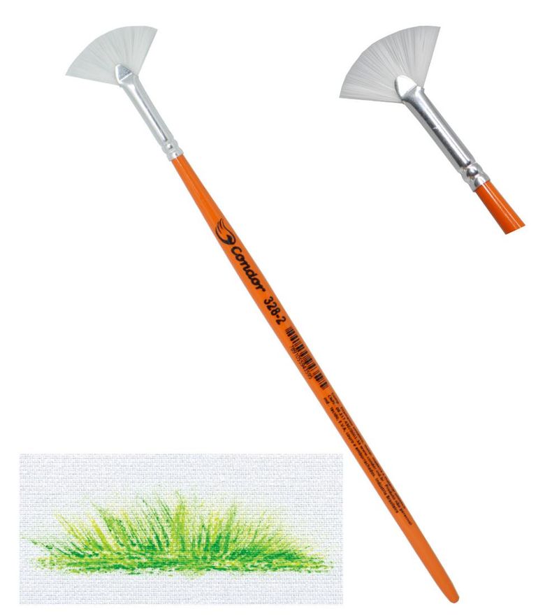 Pincel Artístico Leque Ponta Filamento Sintético Especial Branco Ref. 328 Condor (01 unidade)-Nº-02