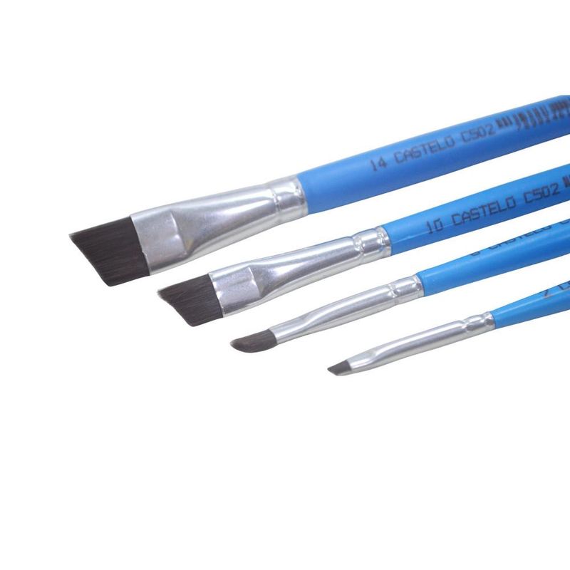 Pincel Artístico Chanfrado Cabo Curto Azul Filamento Sintético Especial Ref. C502 Castelo (01 unidade)-Nº-02
