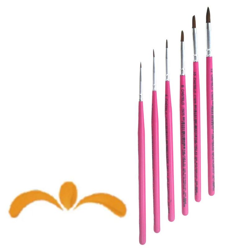 Pincel Artístico Redondo Rosa Ponta Filamento Sintético Tipo Pêlo Orelha de Boi Ref. C505 Castelo (01 unidade)-Nº-10