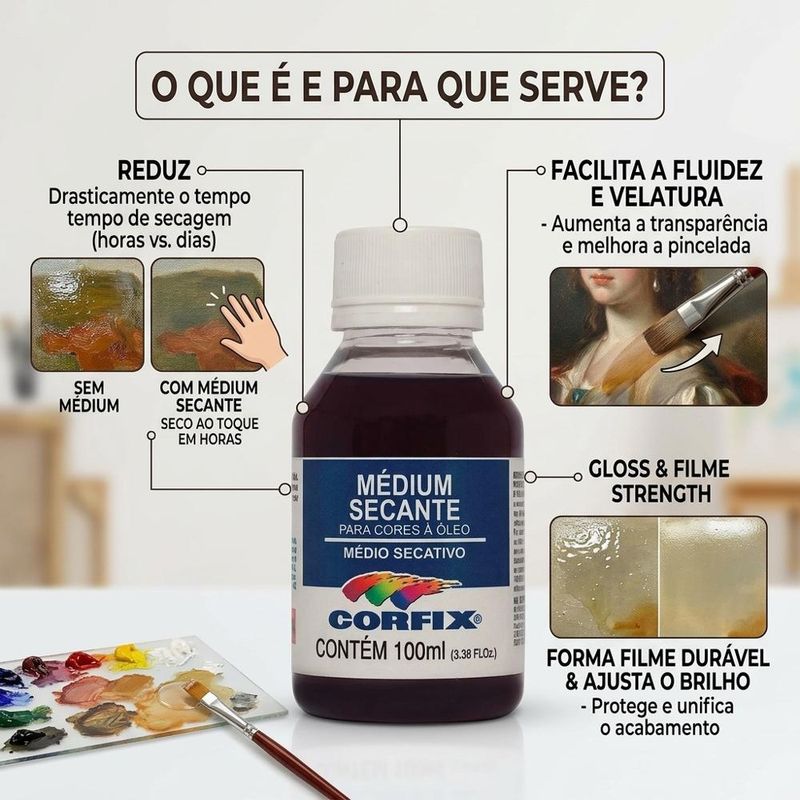 Médium Secante P/ Cores à Óleo 100ml Corfix (01 unidade)