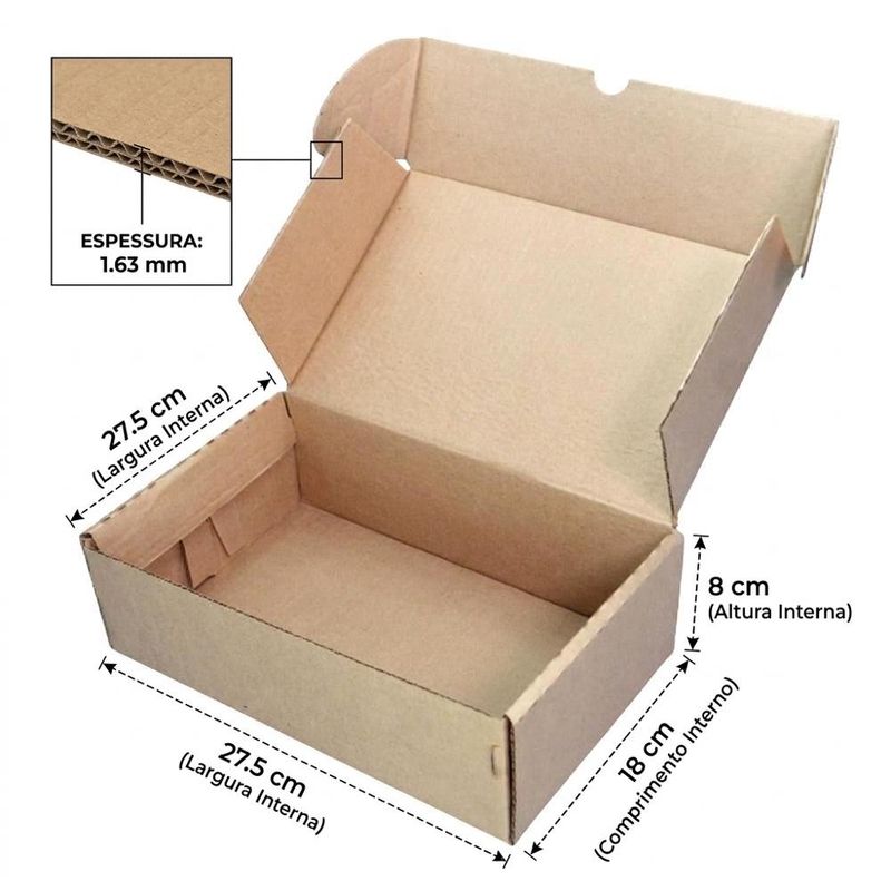 Caixa de Papelão Kraft Correio Ref. 2115 27x18x09cm Hannah (01 unidade)
