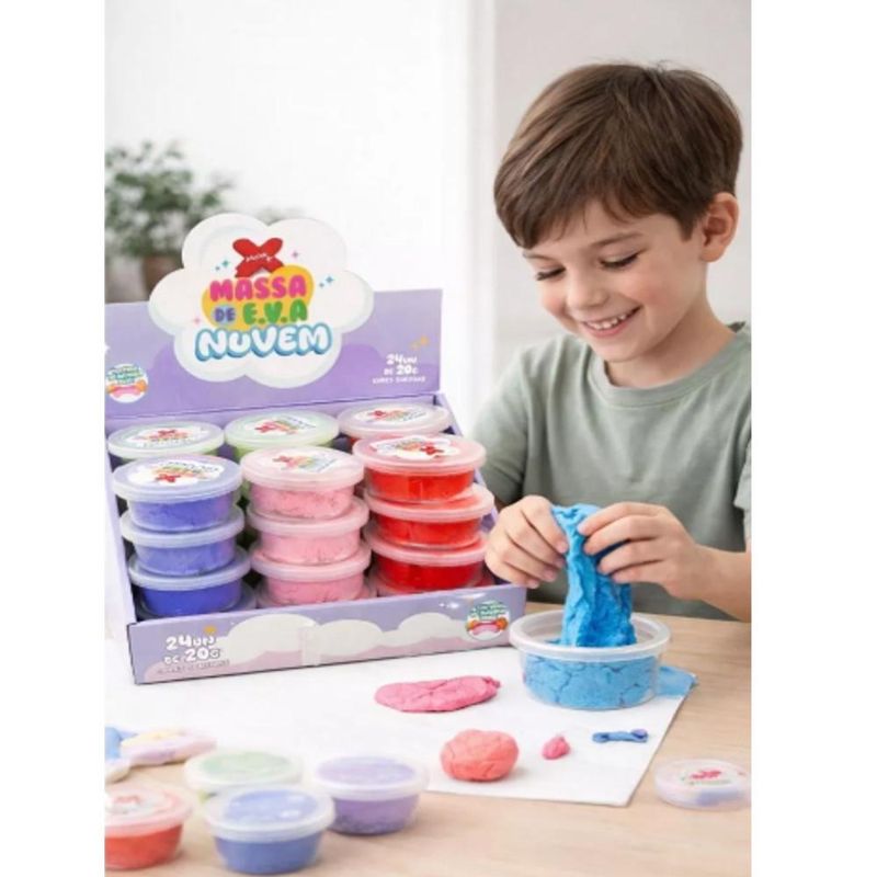 Massa de Eva Nuvem P/ Artesanato Cores Sortidas Ref. 13047 20gr Make+ (01 unidade)