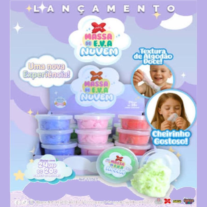 Massa de Eva Nuvem P/ Artesanato Cores Sortidas Ref. 13047 20gr Make+ (01 unidade)