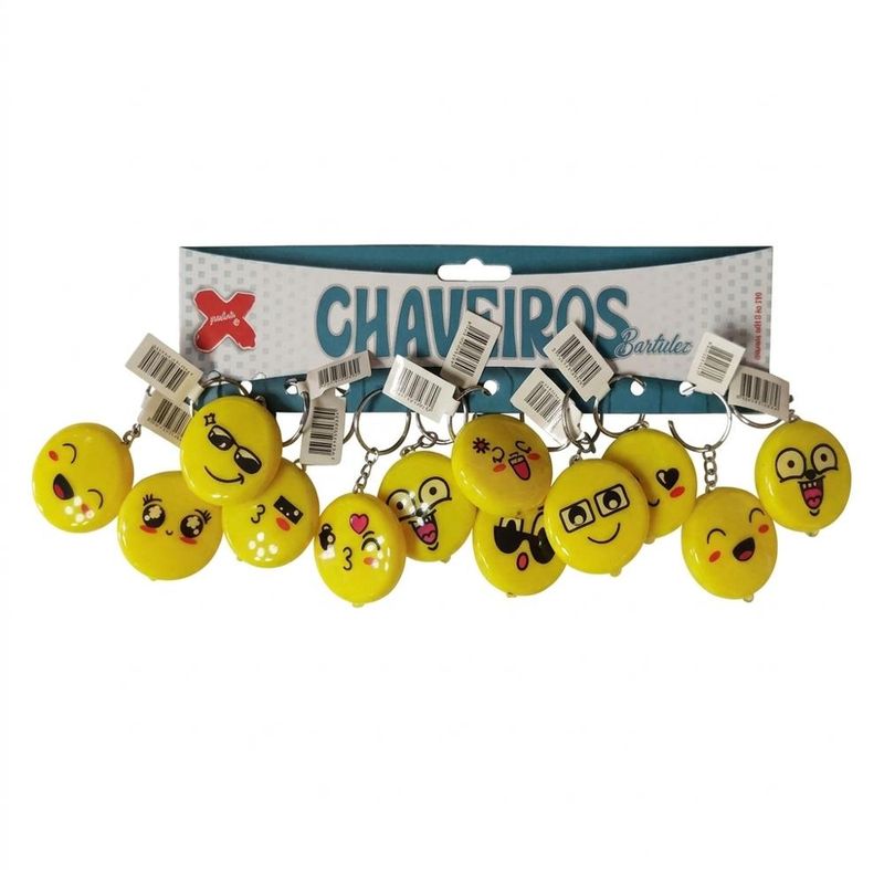 Chaveiro Emoji com Lanterna Sortido 3.7cm Ref. 5668 Make+ (01 unidade)
