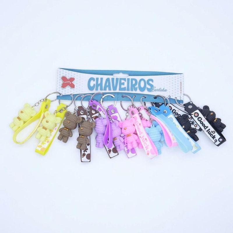 Chaveiro Pulseira Urso Cores Diversas 5.5cm Ref. 5721 Make+ (01 unidade)