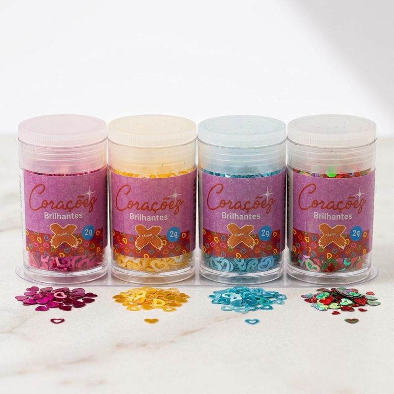 Corações Brilhantes Cores Diversas 2gr Make+ (01 unidade)
