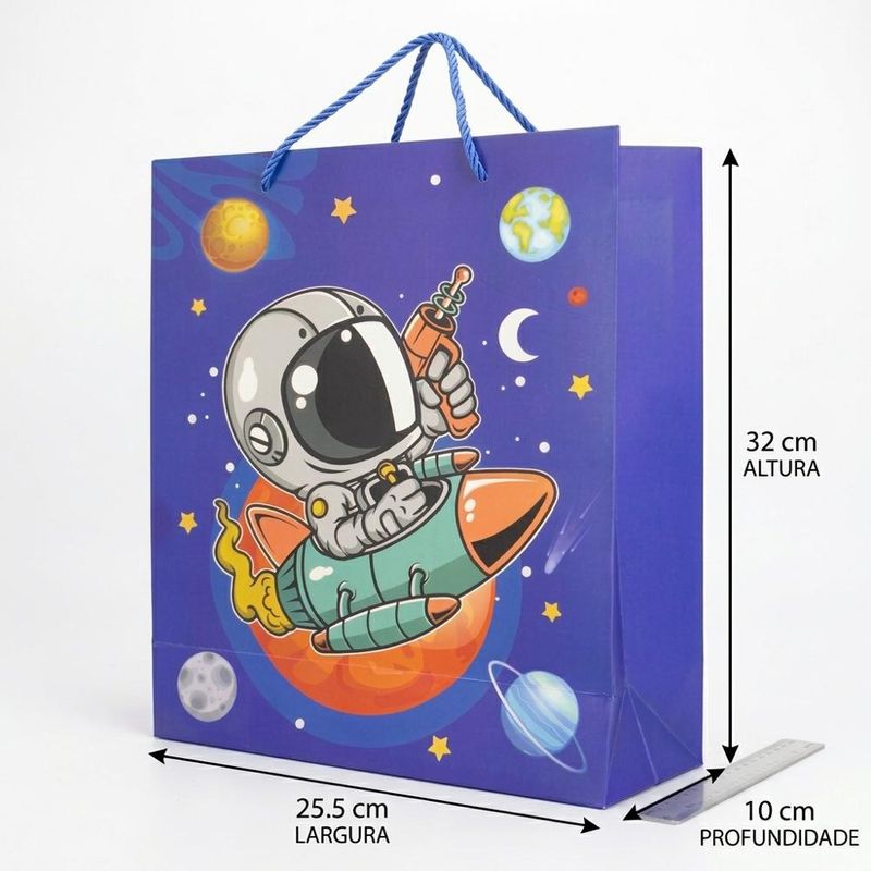 Sacola de Presente Astronauta/Foguete 32x25.5x10cm Ref. 14992 Make+ (01 unidade)