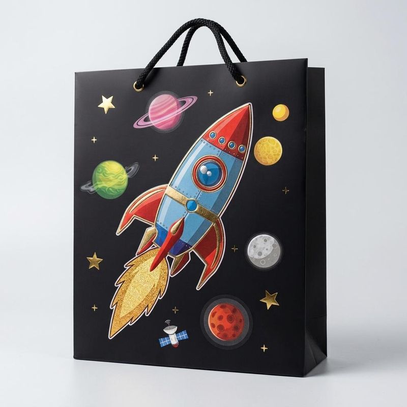 Sacola de Presente Astronauta/Foguete 32x25.5x10cm Ref. 14992 Make+ (01 unidade)