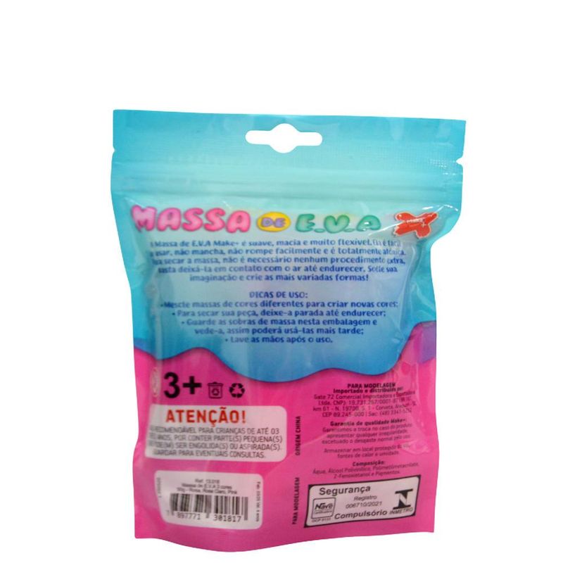 Massa de EVA para Modelagem Rosa, Rosa Claro e Pink 50gr Ref. 13018 Make+ (3 cores)