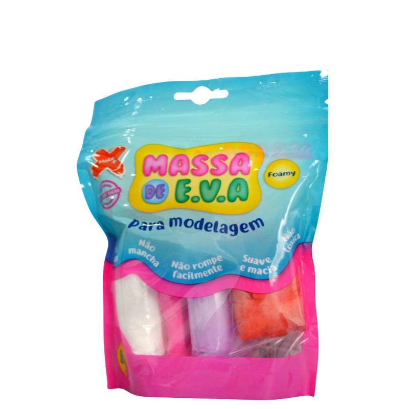 Massa de EVA para Modelagem Branco Rosa Roxo Vermelho Marrom 50gr Ref. 13020 Make+ (5 cores)