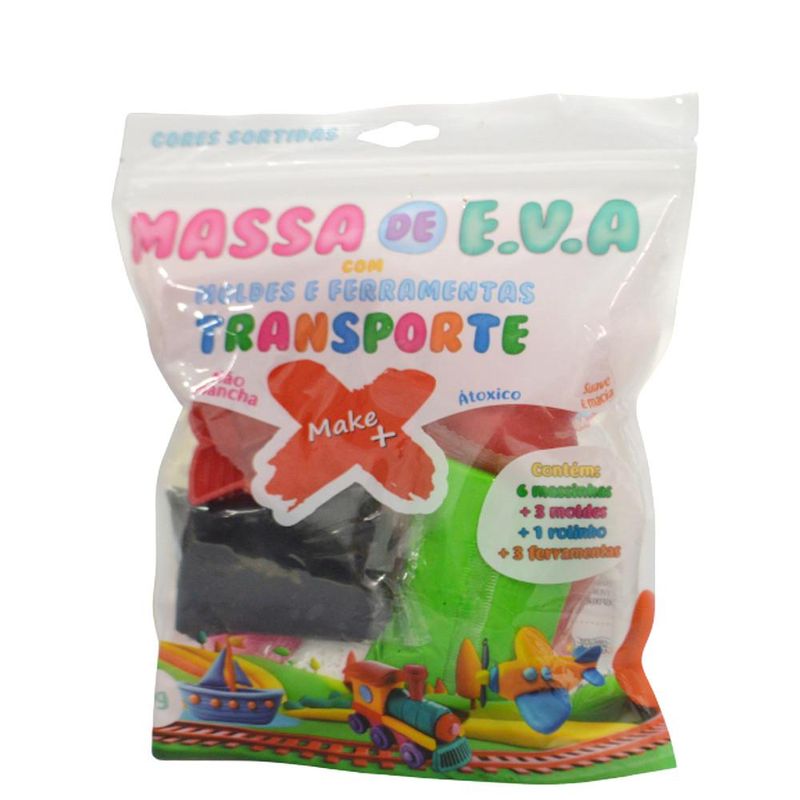 Massa de Eva P/ Artesanato Moldes e Ferramentas Transporte Ref. 13702 60gr Make+ (13 peças)