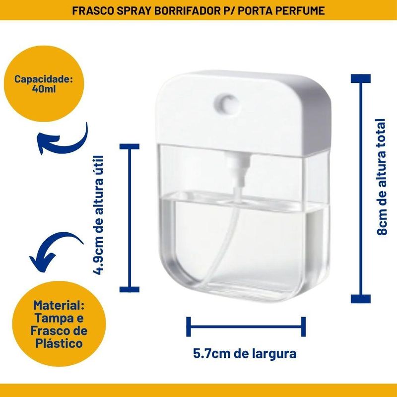 Frasco Spray Borrifador Recarregável P/ Porta Perfume 40ml Art Lille (01 unidade)