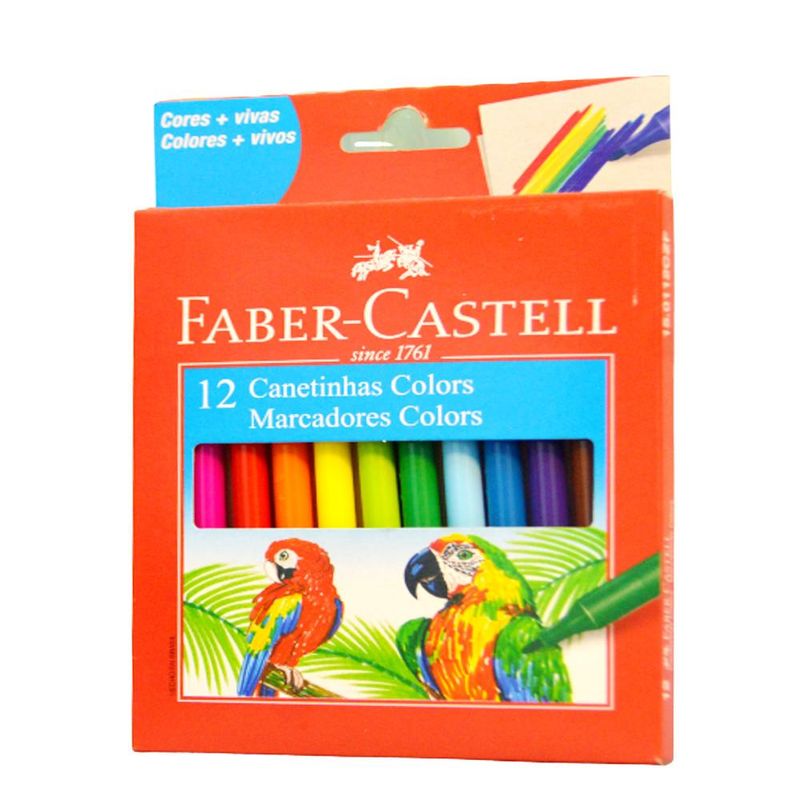 Canetinhas Hidrográficas C/ 12 Cores Ref. 150112CZF Faber-Castell (12 unidades)