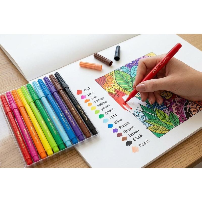 Canetinhas Hidrográficas C/ 12 Cores Ref. 150112CZF Faber-Castell (12 unidades)