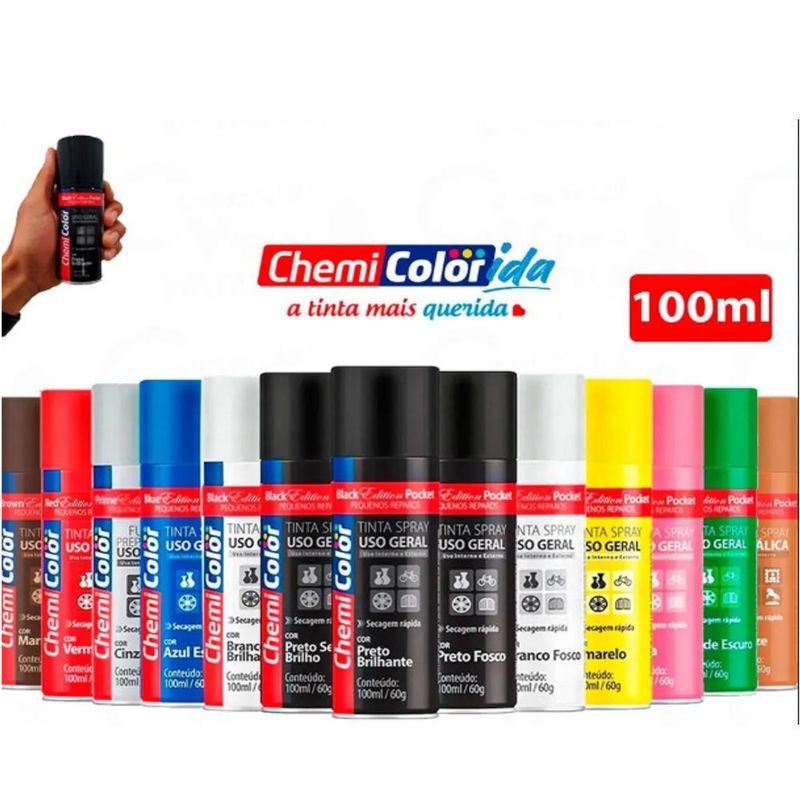 Tinta em Spray Uso Geral Chemi Color Edition Pocket Dourado 100ml Baston (01 unidade)