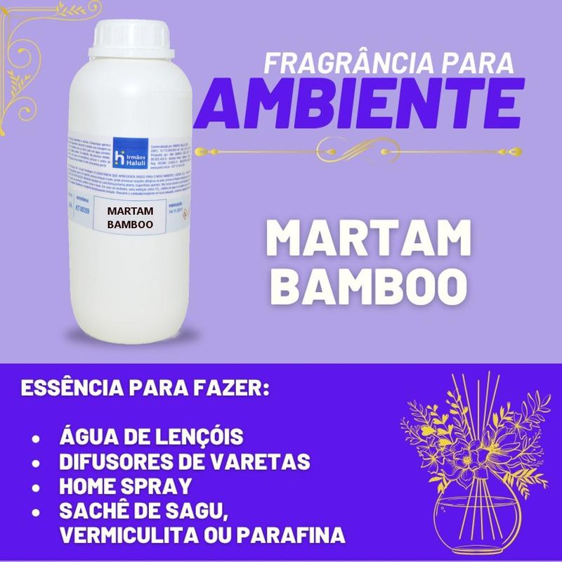 Essência Marta - Bamboo para Ambiente e Difusor Linha Lilás Irmãos Haluli (1 litro)