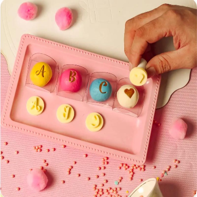 Kit Carimbos Letras Glamour Rosa Bebê 2cm Ref. 438360 Blue Star (31 peças)