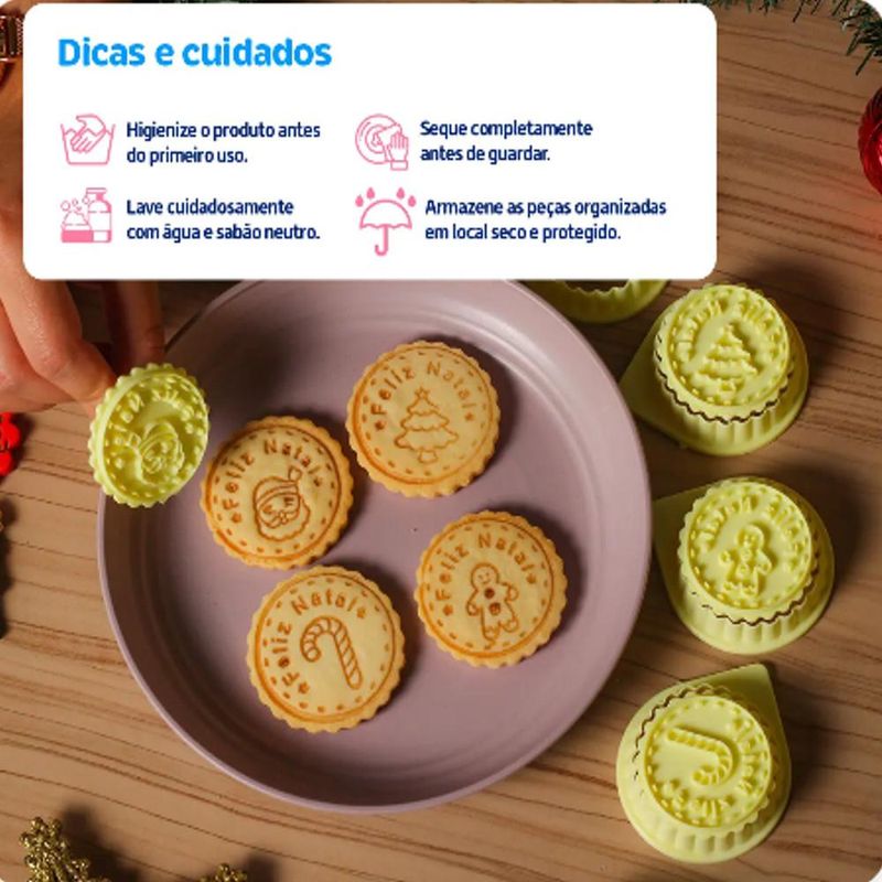 Cortadores com Carimbos Bolachas de Natal 5cm Ref. 438984 BlueStar (08 peças)